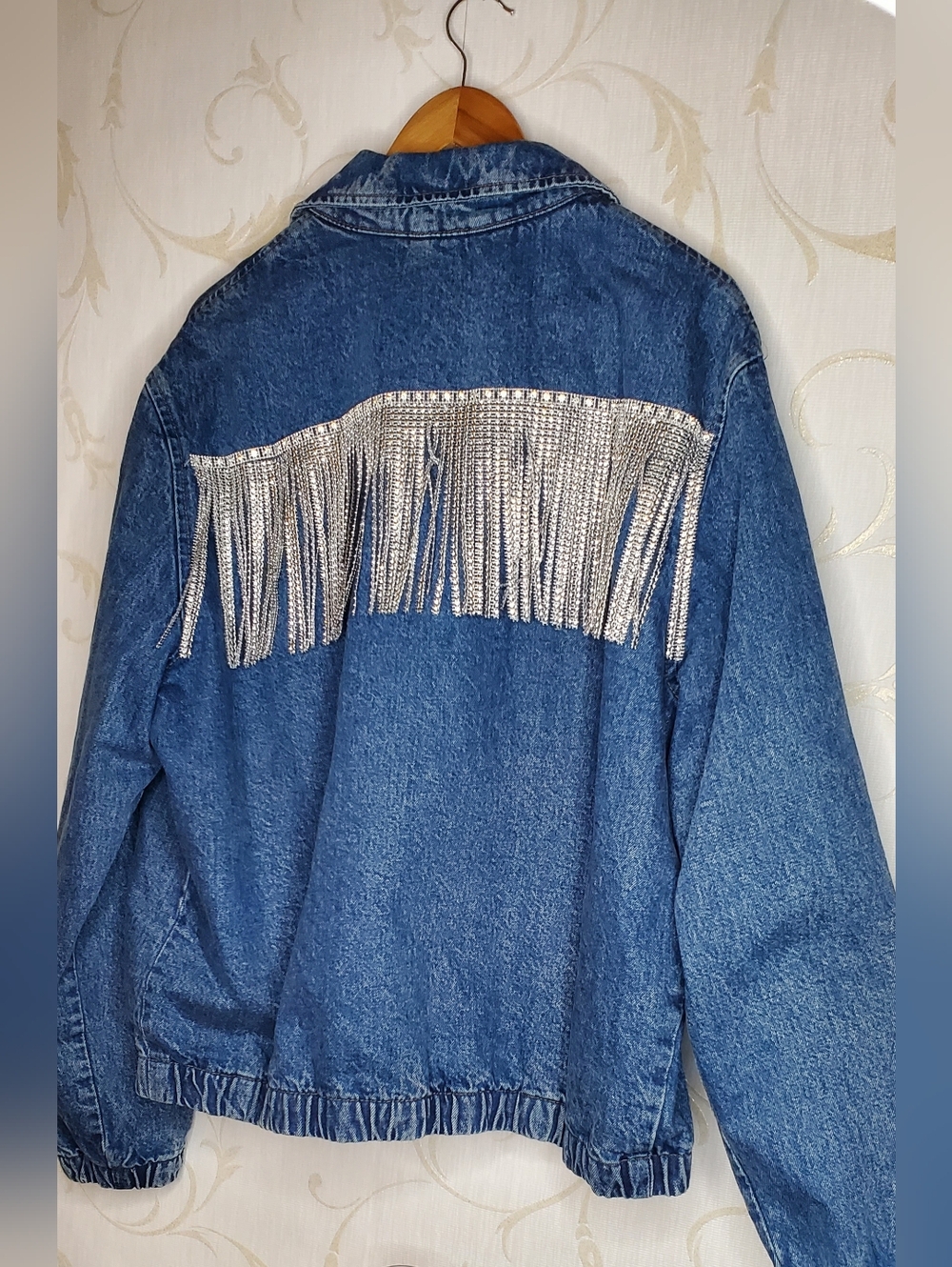 H&M Denim Full ZIP Jackets 90s Style Rhinestone Details